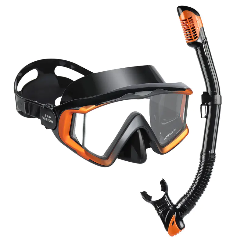 Professional Tempered Glasses Snorkeling Mask With Snorkel