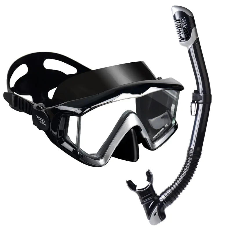 Professional Tempered Glasses Snorkeling Mask With Snorkel