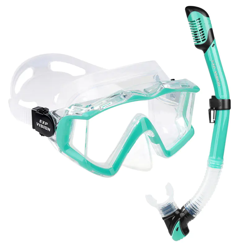 Professional Tempered Glasses Snorkeling Mask With Snorkel