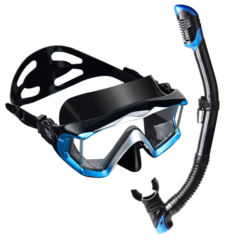 Professional Tempered Glasses Snorkeling Mask With Snorkel