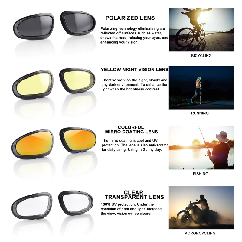 Motorcycle Cycling Glasses With Interchangeable Lens